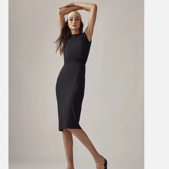 Athleta Santorini Cinch Dress Black Soft Knit Size S - Picture 1 of 7